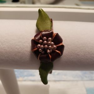 Leather Flower Bracelet